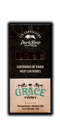 Pork shop meat cartridge packaging with 'Grace' branding on a white background
