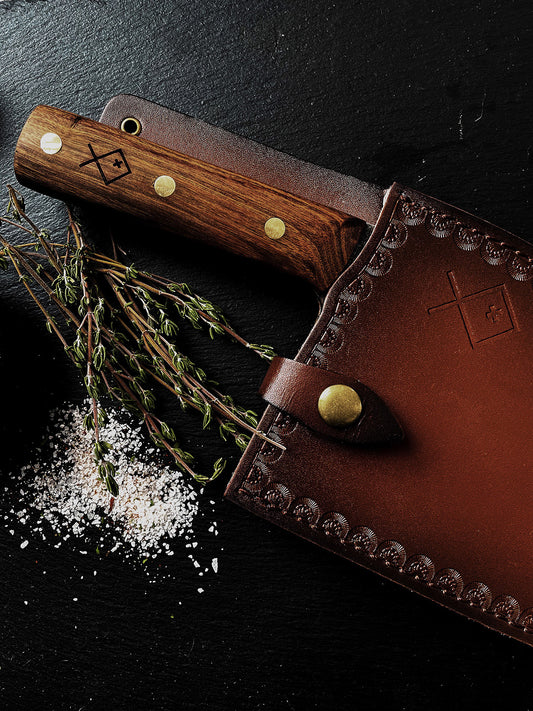 Dedfish Co. Kitchen Butcher Knife With Leather Sheath